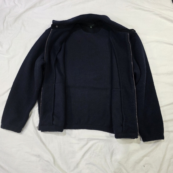J. Crew Oarsman Classic Wool Blend Navy Hybrid Sweater Fleece Zip-Up Jacket. L - Picture 5 of 10